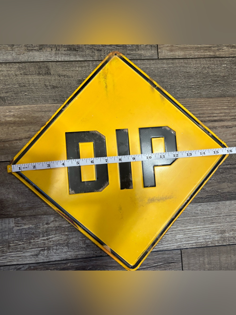 Vintage Style Yellow 'Stop' Diamond Road Sign — Black Lettering